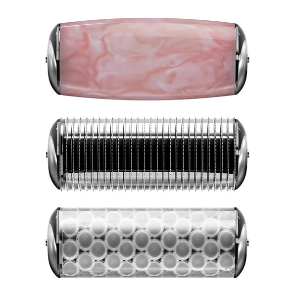 GESKE Mikro İğneli  Buz Başlığı  Pembe Kuvars Başlıklı Dermaroller   MicroNeedle Face  Body Roller - 4