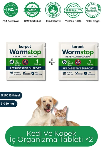 KorPet Kedi Köpek Iç Dış Anti Parazit 2'li Tablet Paketi Bitkisel Formül - 1