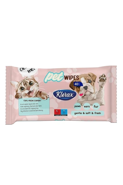 Klerax Be Active Pet Wipes Evcil Hayvanlar Için Temizlik Mendili 40 Yaprak ürün görseli 1