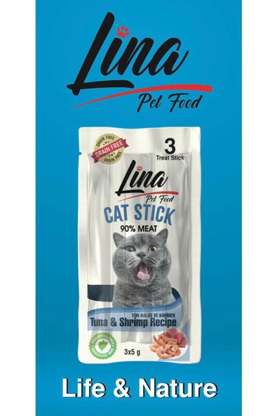 Lina Lezzetli Kedi Balıklı Ödül Stick 3'Lü ödül maması ürün görseli 1