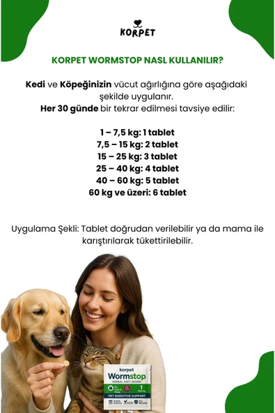 KorPet Kedi Köpek Iç Dış Anti Parazit 2'li Tablet Paketi Bitkisel Formül - 5