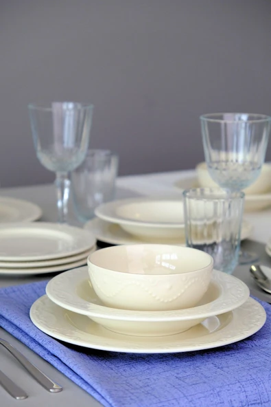 PORSER Zincir Transparan Yemek Takımı 6 Kişilik 24 Parça Znc24yk - Resim 5