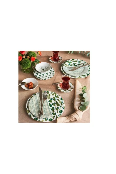 Porland Yeşil Kaktüs 36 Parça Kahvaltı Takımı - 3