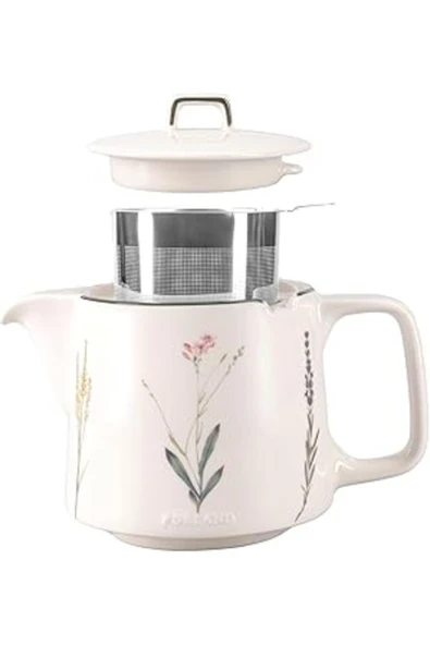 Siloin Porland Botanical Desen10 Kapaklı Demlik 1000cc