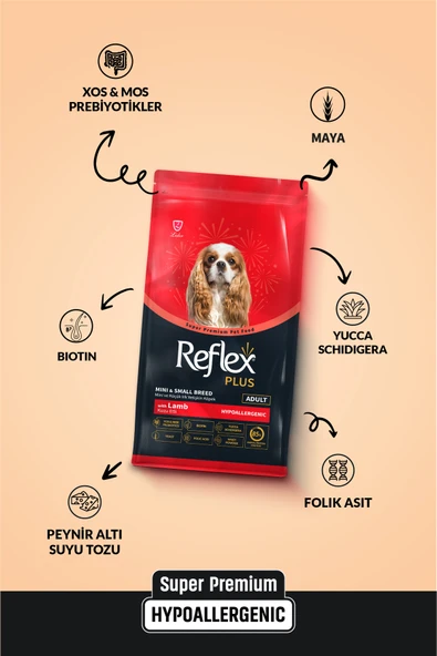 Reflex Plus Mini Small Kuzulu Ve Pirinçli Küçük Irk Yetişkin Köpek Maması 8 Kg - Resim 3