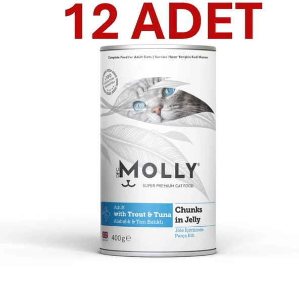 Molly Jöle İçinde Parça Alabalık ve Ton Balıklı Yetişkin Kedi Konservesi 400gr (12 ADET) ürün görseli