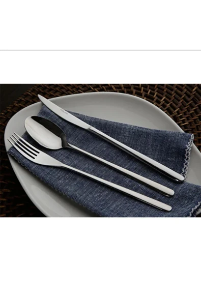 Porland Roxen Parlak Gümüş Çatal Kaşık Bıçak Takımı 84 Parça 12 Kişilik