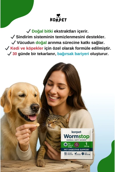 KorPet Kedi Köpek Iç Dış Anti Parazit 2'li Tablet Paketi Bitkisel Formül - 3