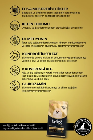 Reflex Plus Pomeranian Hypoallergenic Tavuklu Yetişkin Köpek Maması 2 Kg - Resim 4