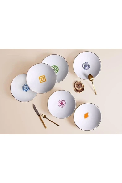Porland Morocco Serisi 6lı 20cm Çukur Tabak Takımı Karma Renk ürün görseli 1