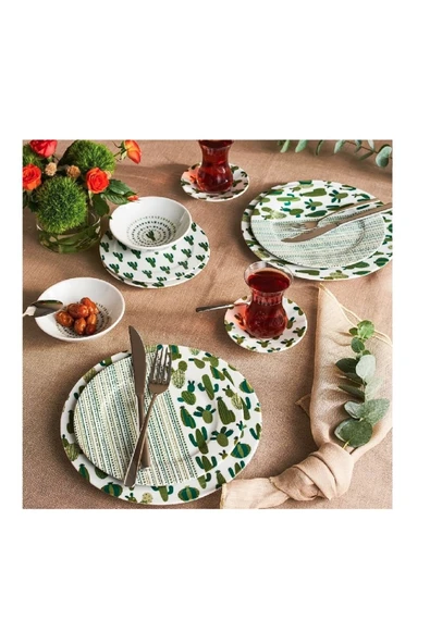 Porland Yeşil Kaktüs 36 Parça Kahvaltı Takımı - 2