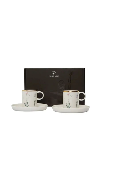 Porland Botanical Desen Kahve Takımı 4 Parça ürün görseli 1