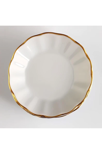 Porland 6 Kişilik Porselen Kahveci Çay Tabağı - Inci Gold