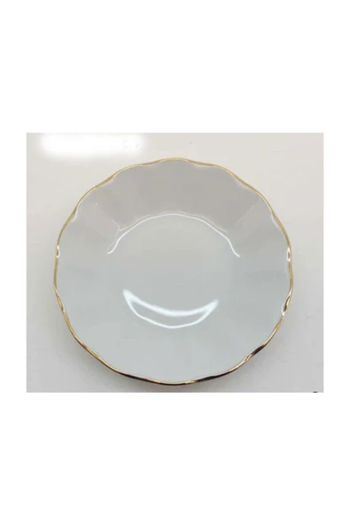Porland Porselen Altın Yaldızlı Çay Tabağı Desenli Çay Tabak