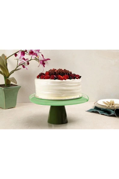 Porland 04fıa002605 Ripple Ayaklı Tabak 28 Cm Yeşil - Resim 4