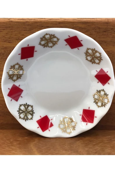 Porland Çay Tabağı 6'lı Kırmızı Yonca