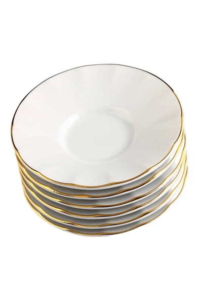 Porland 6 Kişilik Porselen Ergonomi Çay Tabağı - Inci Gold - 4
