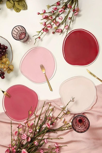 Porland Ripple Pembe 4'lü Tabak Seti 21 cm 04FIA002603 ürün görseli 1