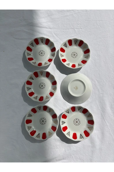 Kırmızı Beyaz Çay Tabağı 6’lı Porland - 2