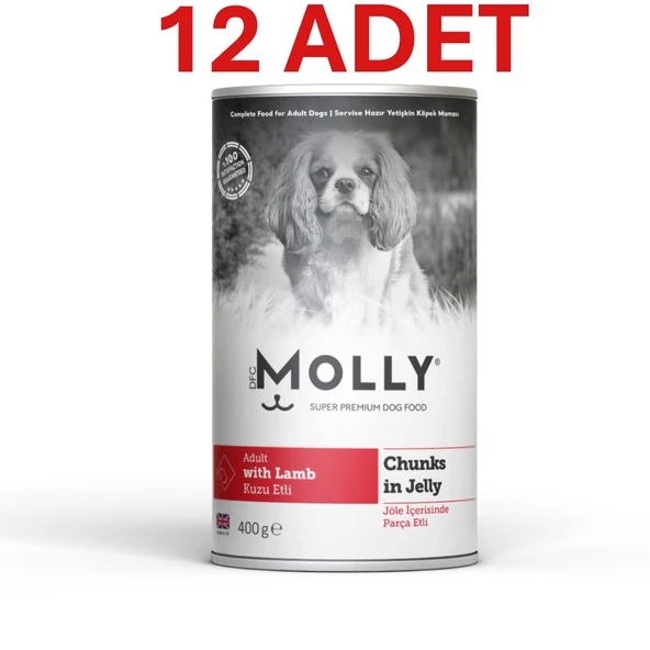 Molly Jöle İçinde Parça Kuzu Etli Yetişkin Köpek Konservesi 400gr (12 ADET) - Resim 3