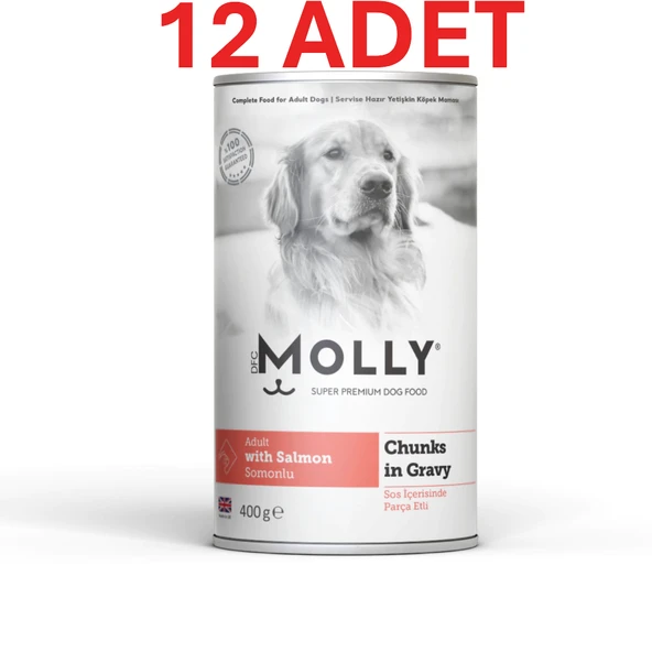 Molly Sos İçinde Parça Somonlu Yetişkin Köpek Konservesi 400gr (12 ADET) ürün görseli
