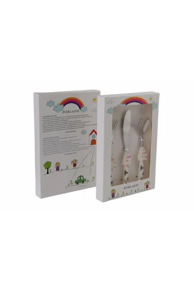 Porland Mini Cow Çocuk Çatal Kaşık Bıçak Takımı 3 Parça 04fst001626 - 2