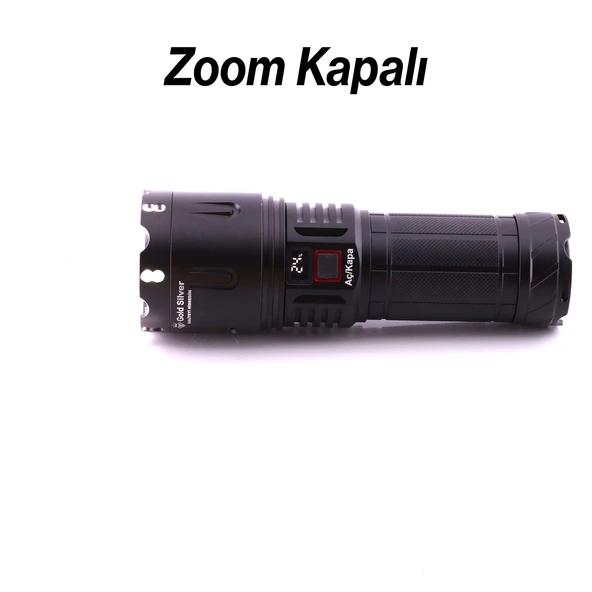 El Feneri 8000 Lümen 80W Zoomlu Uzun Menzil Şarjlı Powerbank Ledli Işık Lambası Su Geçirmez Kamp - Resim 7