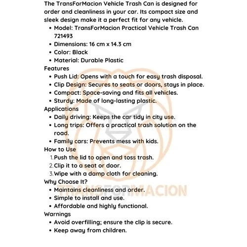 CEYLAN ADAM  Araç Çöp Kovası Pratik - Resim 6