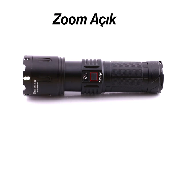 El Feneri 8000 Lümen 80W Zoomlu Uzun Menzil Şarjlı Powerbank Ledli Işık Lambası Su Geçirmez Kamp - Resim 6