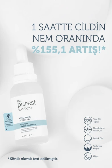 The Purest Solutions Tüm Cilt Tipleri İçin Yoğun Nemlendirici Bakım Serumu 30 ml (Hyaluronic Acid %2 + B5) - 2