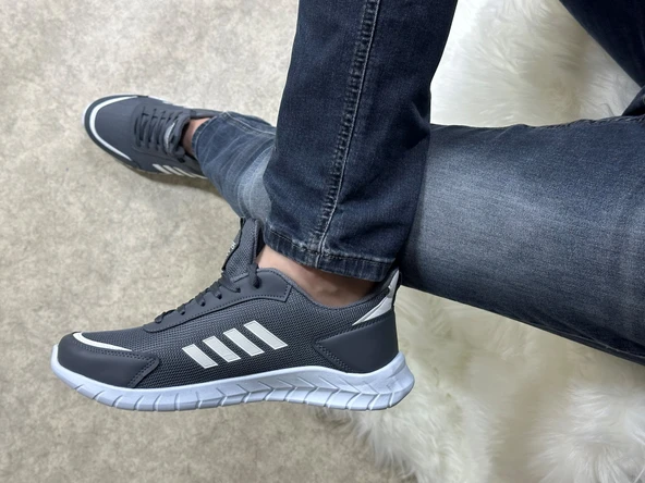 Günlük Erkek Sneaker Fileli Bağcıklı Rahat Esnek Dikiş Detaylı Yürüyüş Spor Ayakkabı 1453 - 12