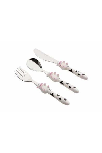 Porland Mini Cow Çocuk Çatal Kaşık Bıçak Takımı 3 Parça 04fst001626