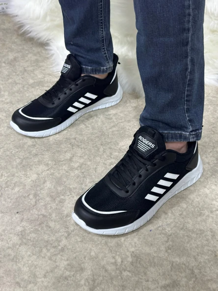 Günlük Erkek Sneaker Fileli Bağcıklı Rahat Esnek Dikiş Detaylı Yürüyüş Spor Ayakkabı 1453 - 4