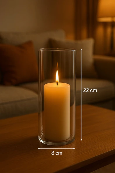 Blissra Tekli Borosilikat Mumluk- Boy 22 Cm Çap 8 cm (Mum Dahil Değildir) - 1
