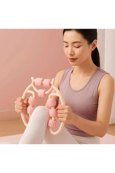 Kas Gevşetici Masaj Aleti 9 Tekerlekli Ayarlanabilir Lenf Drenaj Rulosu Bacak Kol Selülit - 9