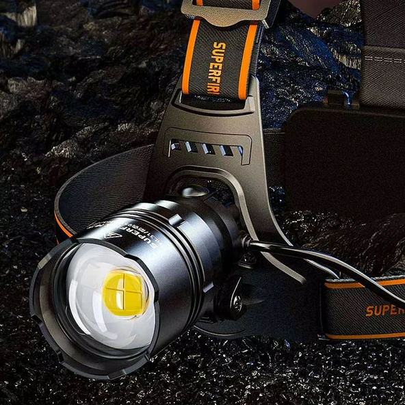 Kafa Lambası Zoomlu 60W Uzun Menzil Usb Şarjlı Powerbank Ledli Işık Su Geçirmez Kamp El Feneri - Resim 5