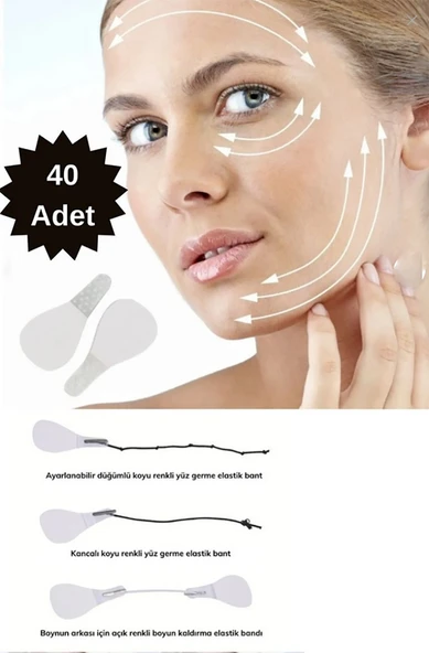 Lastikli Yüz Kaş Göz Boyun Gerdirme Bantları (40 Adet) - Resim 3