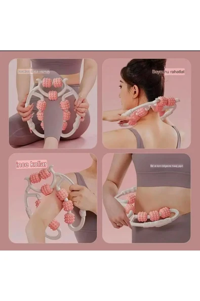 Kas Gevşetici Masaj Aleti 9 Tekerlekli Ayarlanabilir Lenf Drenaj Rulosu Bacak Kol Selülit - 2