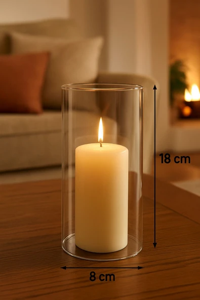 Blissra Tekli Borosilikat Mumluk- Boy 18 Cm Çap 8 cm (Mum Dahil Değildir) - 4