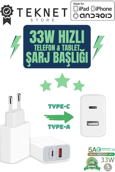 Samsung Galaxy S9 FE / S9 FE PLUS Tablet Uyumlu 33w Pd Hızlı Çoklu Şarj Cihazı Adaptörü Aleti - 1