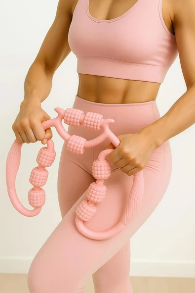 Kas Gevşetici Masaj Aleti 9 Tekerlekli Ayarlanabilir Lenf Drenaj Rulosu Bacak Kol Selülit - 10