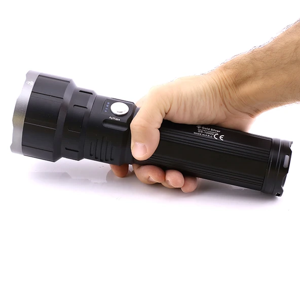 El Feneri 8000 Lümen 80W Uzun Menzil Metal Kasa Şarjlı Powerbank Ledli Işık Lambası Su Geçirmez Kamp - Resim 5