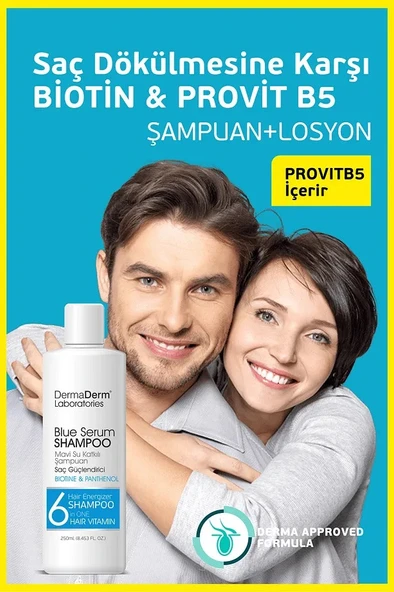 Dermaderm Saç Dökülmesine Karşı Biotin ve Mavi Su Katkılı Pantenol Şampuan 250 ml. - 3
