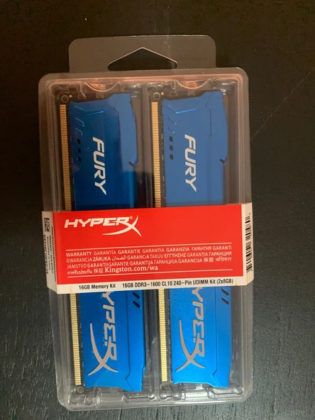 Kingston HyperX Fury Blue 16 GB (2x8) 1600 MHz DDR3 CL10 HX316C10FK2/16 Ram - 4