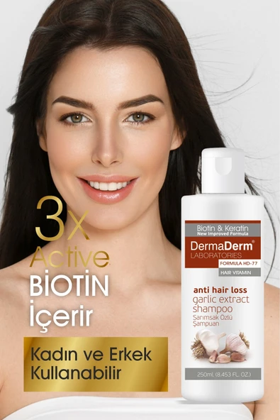 Dermaderm 2 Adet Saç Dökülmesine Karşı Biotin ve Keratin İçeren Sarımsak Özlü Şampuan 2 x 250 ml - 5