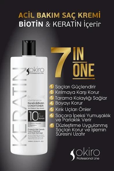 Okiro Besleyici Onarıcı ve Güçlendirici Keratin ve Biotin İçeren Saç Bakım Kremi 1000 ml. - 6