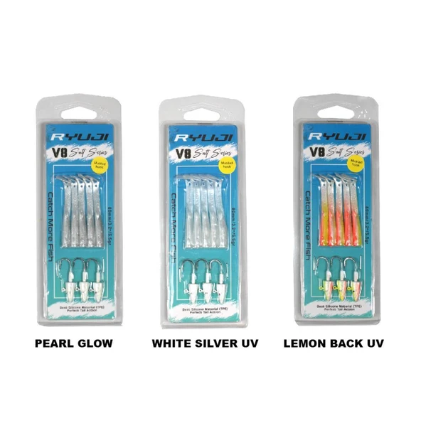 Ryuji V8 10cm 10g LRF Silikon Yem Red Head White Silver - 2