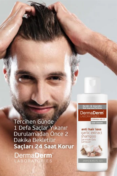 Dermaderm 2 Adet Saç Dökülmesine Karşı Biotin ve Keratin İçeren Sarımsak Özlü Şampuan 2 x 250 ml - 6
