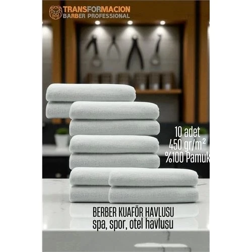 CEYLAN ADAM  Kuaför Berber Havlusu 10 ADET Pamuk Berber Havlusu 50x90 Beyaz
