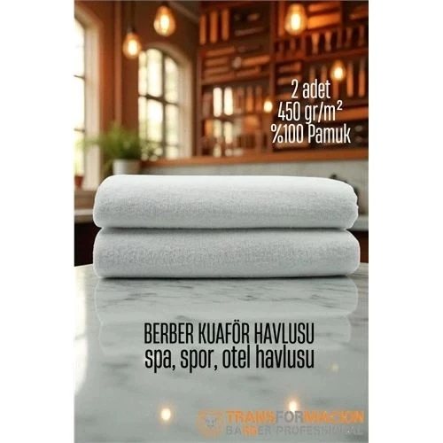 CEYLAN ADAM  Kuaför Berber Havlusu 2 ADET Pamuk Berber Havlusu 50x90 Beyaz